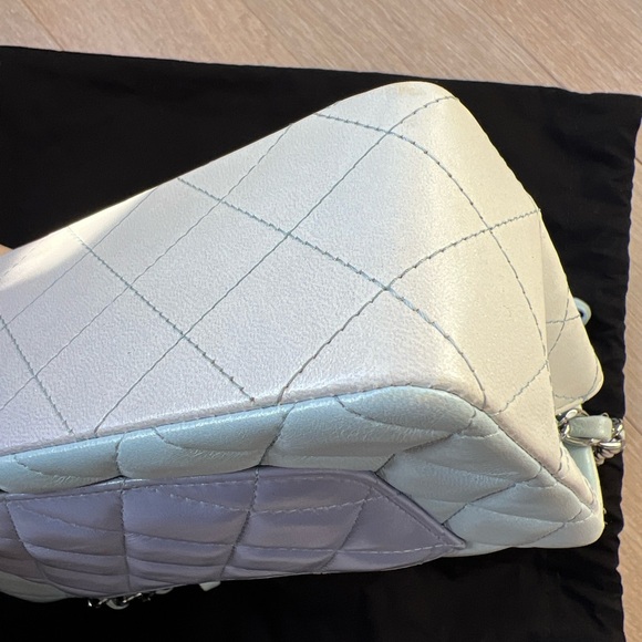 CHANEL 2021 Perforated Lambskin Quilted Mini Rectangular Flap Light Blue - Picture 6 of 11